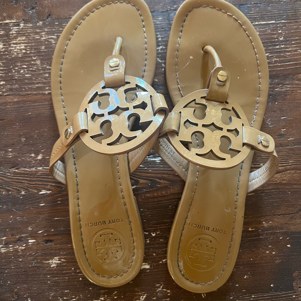 Tory Burch Gold and Tan Sandals